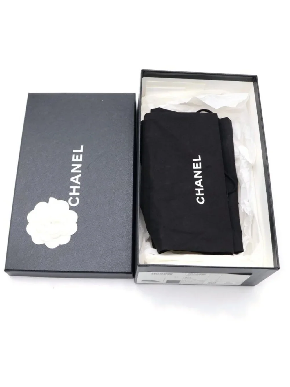 Chanel CC Logo Espadrilles Flat Shoes Slip on Lambskin Leather Black